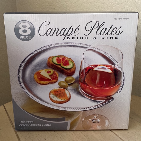 Costco Dining Nwt 8 Piece 9 Silver Canape Plates Drink Dine Poshmark